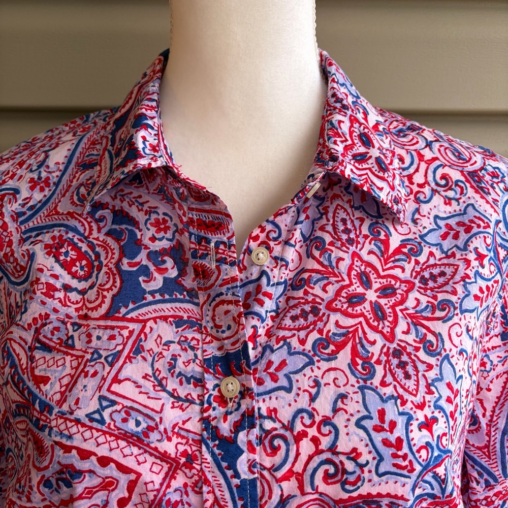 •Talbots• Classic Paisley Button Down Blouse -  Size Large - Picture 3 of 9